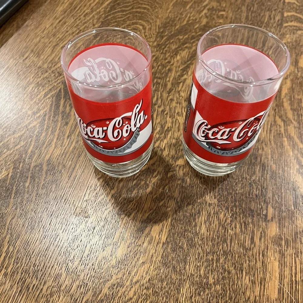 SET OF 2 CLASSIC COCA COLA TUMBLERS 5.75 INCHES HOLDS‎ 16 OZS